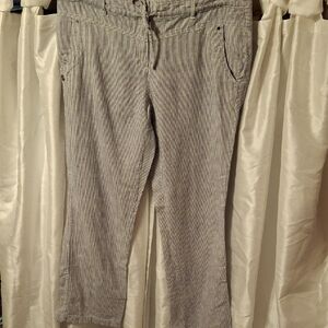 Dalia Blue and White Striped Linen Blend Pant 10